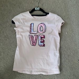 Pink flip sequins short tee. Gently used .